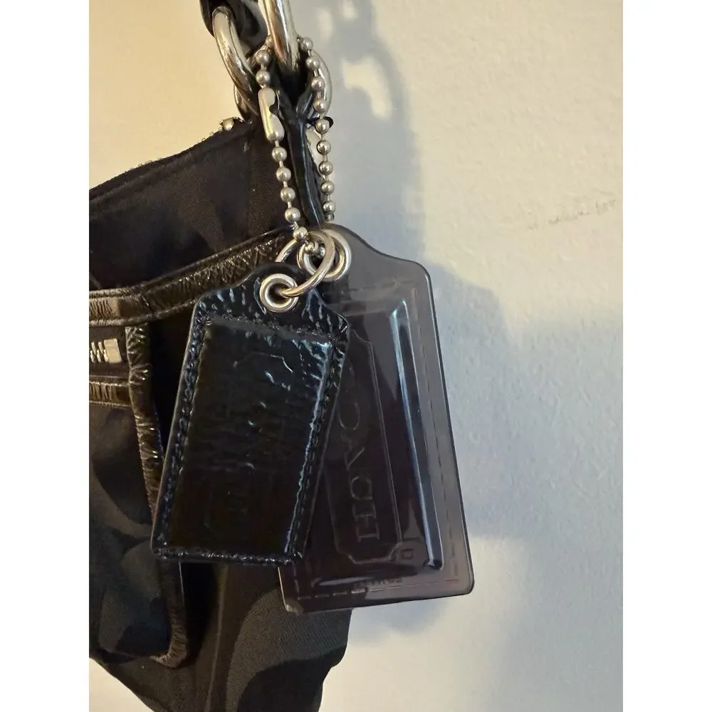 Coach Poppy Signature C BLACK Shoulder Crossbody Bag Black 2 Straps Y2K No 14562